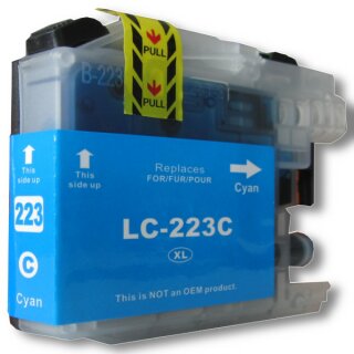 D&C XL Druckerpatrone komp. zu Brother LC-223C LC225C LC227C Cyan  mit V3 - Chip