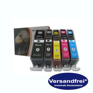 D&C / DC 5 Set komp. Druckerpatronen zu Canon PGI-520/ CLI-521 Canon Pixma IP 3600 4600 4700 Canon Pixma MP 540 540x 550 560 620 620B 630 640 980 990 Canon Pixma MX 860 870 mit Chip und Füllstandsanzeige