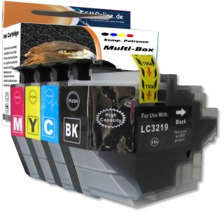 D&C 4 komp. Druckerpatronen Ersatz für Brother LC-3219 XL...