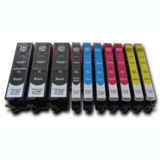 D&C / DC 10 komp. Druckerpatronen für Epson T26 Serie XL...