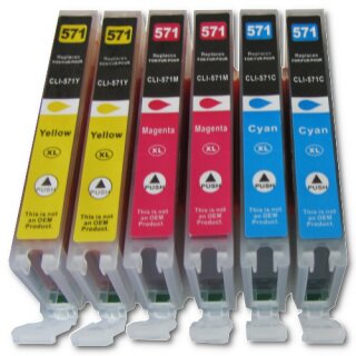 All4 6 komp. XL Patronen zu Canon CLI-571 XL 2 x cyan 2...