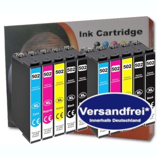 10 x DC/D&C Ink Cartridge Multi-Pack komp. Druckerpatronen  für Epson T502XL Epson XP 5100 5105 5150 5155 Epson WF 2860 2865 2880