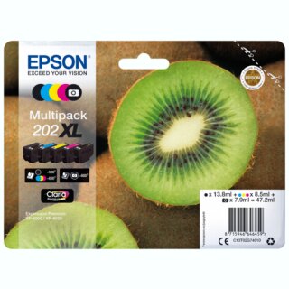 5 Epson Druckerpatronen Kiwi 202XL für Epson Expression Premium XP 6000 6005 6100 6105