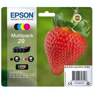 Epson Original 29 Tinte Erdbeere Epson 2991 bis 2994  schwarz blau rot gelb