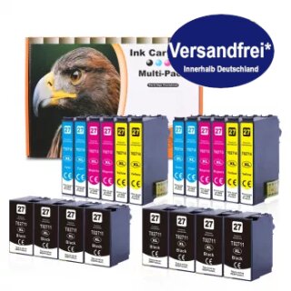 D&C 20 Set Komp. zu Epson 27 XL Serie 8 x  schwarz 4 x cyan 4 x magenta 4 x yellow Epson WF 3640 3620 7110 7610 7620