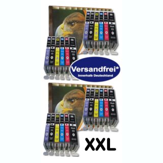 DC / D&C 24 XXL komp. Druckerpatronen zu Canon Pixma TS8150 TS8151 TS8152 TS8250 TS8251 TS8252 TS8350 TS8350a TS8351 TS8351a TS8352 TS8352a TS9150 TS9155 TS9551c  mit hellblau Canon PGI-580 CLI-581 mit Chip und Füllstandsanzeige